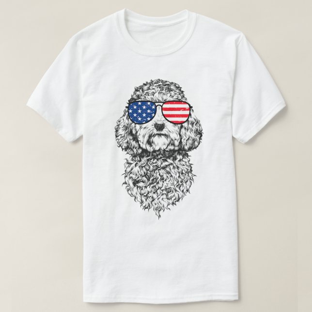 Juli Cockapoo Doodle Dog Patriotic USA Sung T-Shirt (Design vorne)
