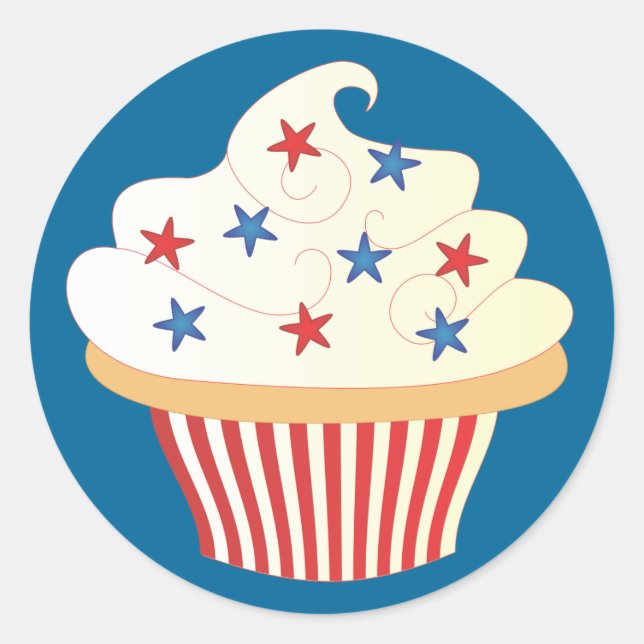 Juli Cupcake Runder Aufkleber (Vorderseite)