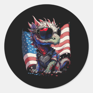 Juli Fahne des Patriotischen Drachen Runder Aufkleber