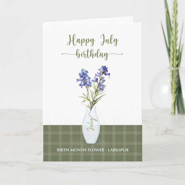 Juli Geburtstag Larkspur Geburtsmonat Blume Karte (Vorderseite)