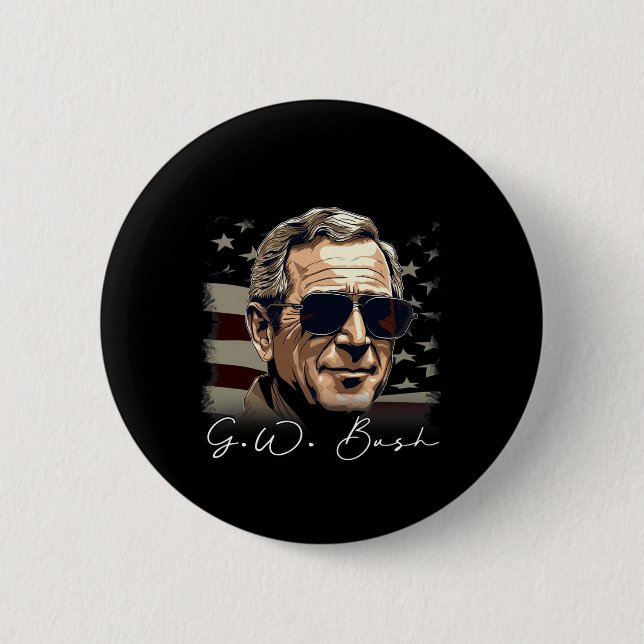 Juli George W. Bush Präsident Portrait Patr Button (Vorderseite)