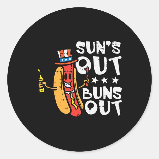 Juli gibt Buns aus Hotdog Patrioten Männer Frauen Runder Aufkleber (Vorderseite)
