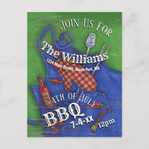 Juli GRILLEN Red Gingham Family Picnic Postkarte