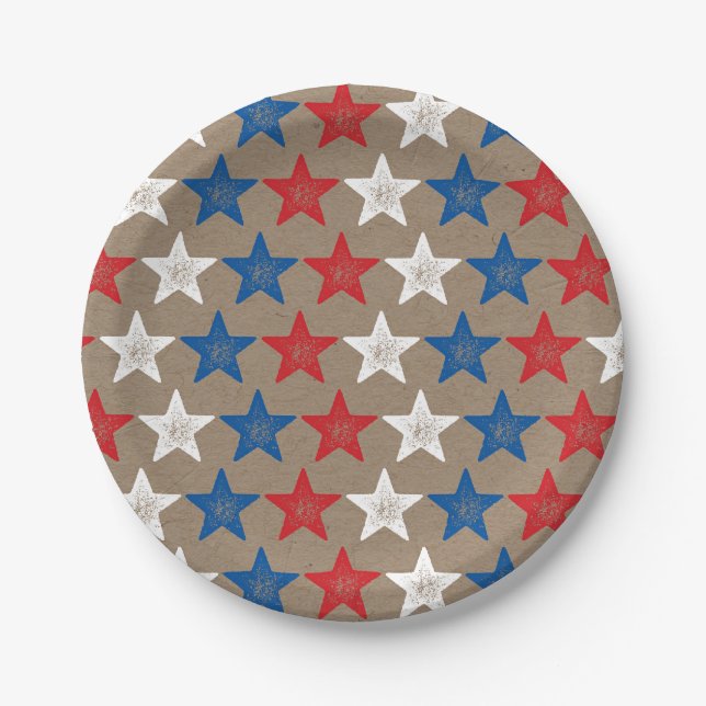 Juli Grunge Stars Kraft Party Paper Teller (Vorderseite)