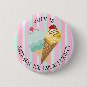 Juli ist der Knopf "Nationaler Eiskrem Monat" Button