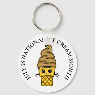 Juli ist der Knopf "Nationaler Eiskrem Monat" Schlüsselanhänger