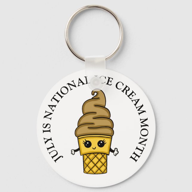 Juli ist der Knopf "Nationaler Eiskrem Monat" Schlüsselanhänger (Vorderseite)