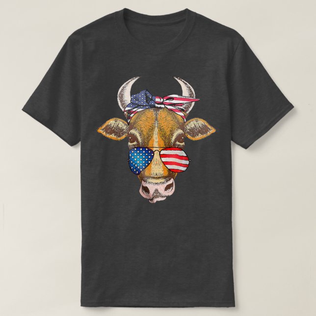 Juli Kuh Heifer Patriotic Bauer Ehefrau Ameri T-Shirt (Design vorne)