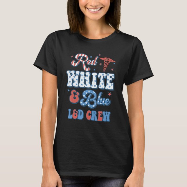 Juli L&D Crew Scrub Tops Patriotische Krankenschwe (Vorderseite)