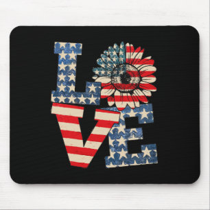 Juli Liebe Sunflower Patriotic American Flag USA Mousepad