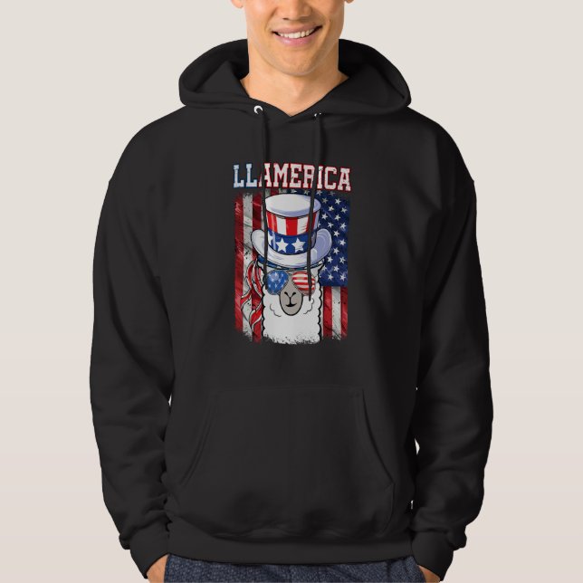 Juli Llamerica Patriotic Llama Usa Flag Hoodie (Vorderseite)