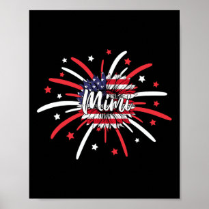 Juli Mimi Sunflower American Flag Feuerwerk Poster