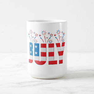 Juli Party Monat US Flagge Kaffeetasse