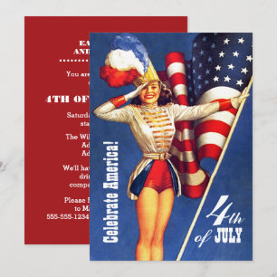 Juli Party   Retro-Button für Veranstaltungen Einladung