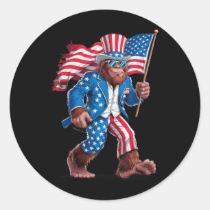 Juli Patriotic American Bigfoot Sasquatch U Runder Aufkleber