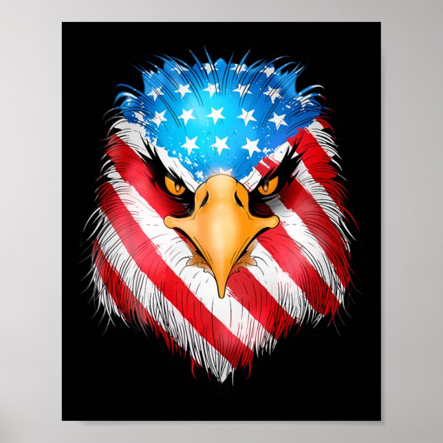 Juli Patriotic Eagle US-amerikanische Fahne Männer Poster (Vorne)