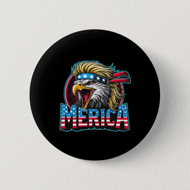 Juli Patriotic Funny Eagle 4. Juli USA Merica Button (Vorderseite)
