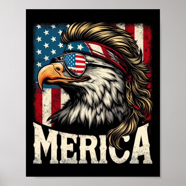 Juli Patriotic Funny Eagle 4. Juli USA Merica Poster (Vorne)
