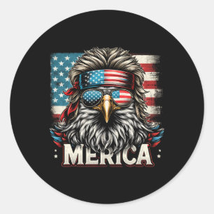 Juli Patriotic Funny Eagle 4. Juli USA Merica Runder Aufkleber