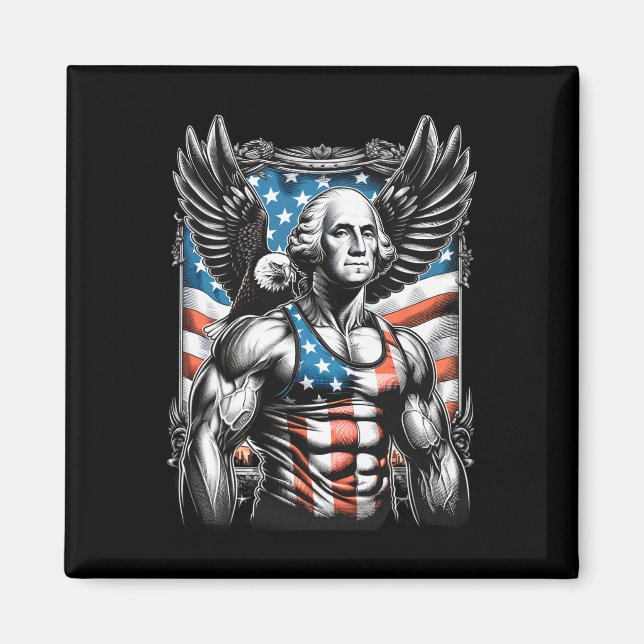 Juli Patriotic Funny George Washington 4. Juli Magnet (Vorne)