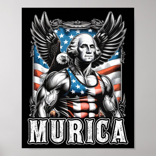 Juli Patriotic Funny George Washington 4. Juli Poster (Vorne)