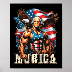 Juli Patriotic Funny George Washington 4. Juli Poster