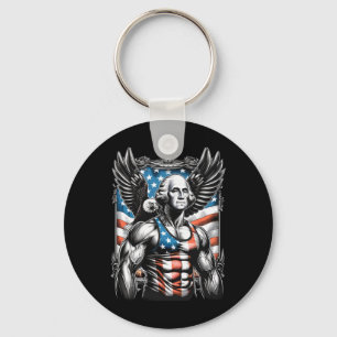 Juli Patriotic Funny George Washington 4. Juli Schlüsselanhänger