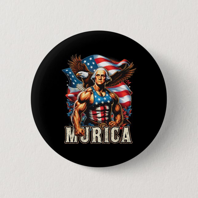 Juli Patriotic Funny George Washington Juli Button (Vorderseite)