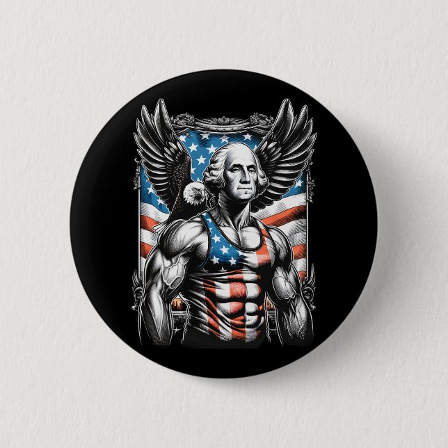 Juli Patriotic Funny George Washington Juli Button (Vorderseite)