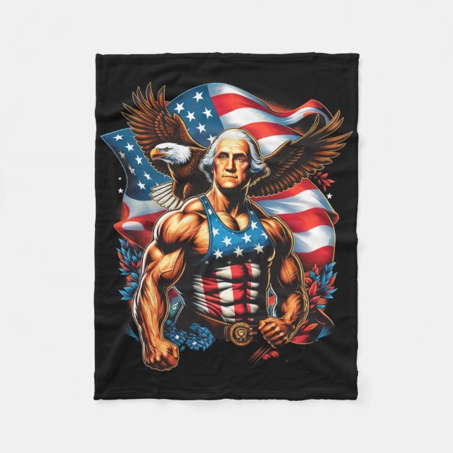 Juli Patriotic Funny George Washington Juli Fleecedecke (Vorderseite)