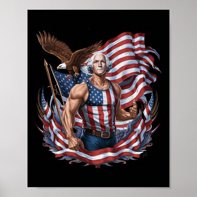 Juli Patriotic Funny George Washington Juli Poster (Vorne)