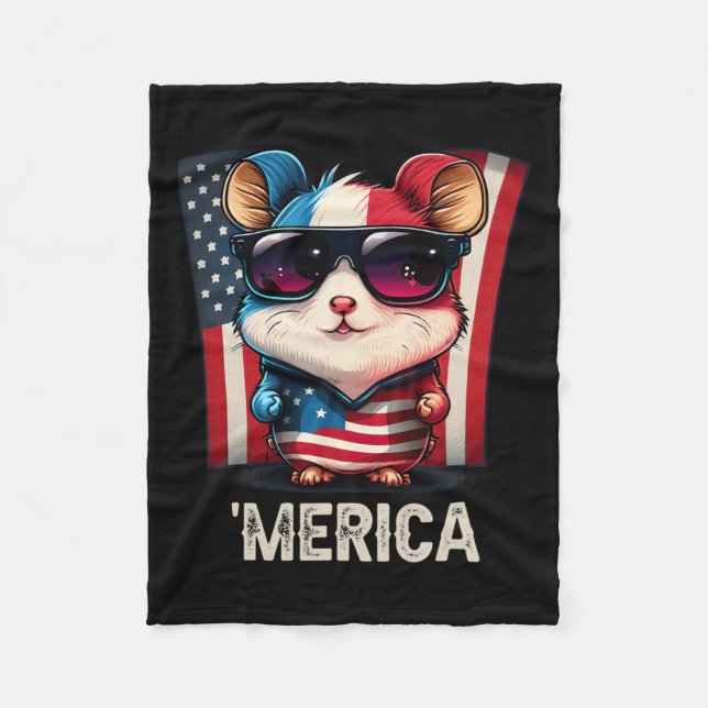 Juli Patriotic Hamster Merica Fleecedecke (Vorderseite)