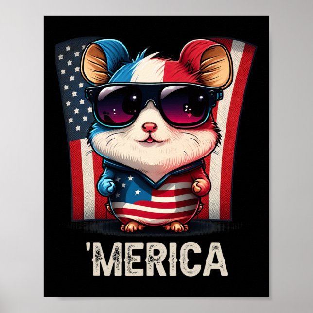 Juli Patriotic Hamster Merica Poster (Vorne)