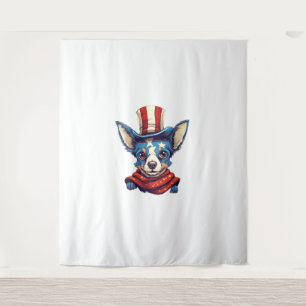Juli Patriotic Rat Terrier Dog Wandteppich