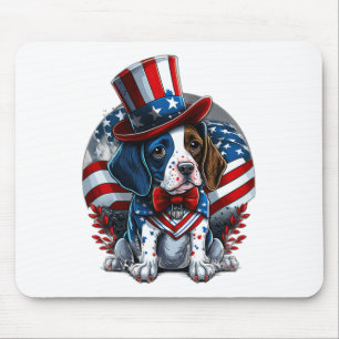 Juli Patriotisches Englisch Pointer Dos US Flag Mousepad
