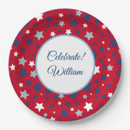 Juli personalisieren Name Red White Blue Pappteller