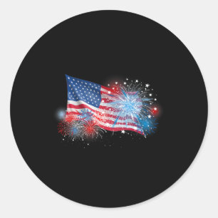 Juli rot-weiß-blaue Feuerwerke zeigen US-Flagge Runder Aufkleber