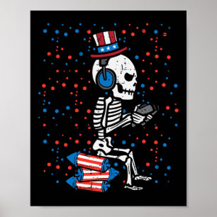 Juli Skeleton Gamer Funny America Jungs Kinder Män Poster