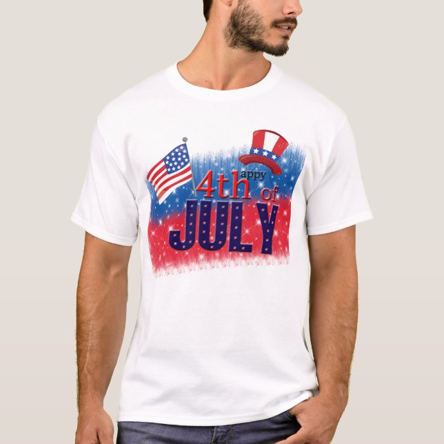 Juli Typografie T-Shirt (Vorderseite)