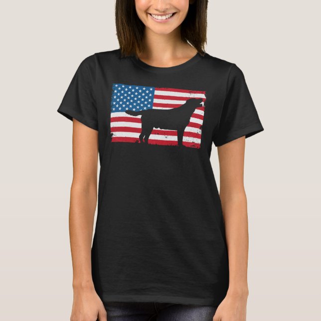 Juli Vierte Labrador Retriever Usa Flag T-Shirt (Vorderseite)