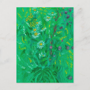 Juli-Wildblumen, Sommerblumen-Blumenmalerei Postkarte