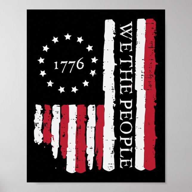 Juli Wir die Volksflagge 1776 Patriotische Männer  Poster (Vorne)