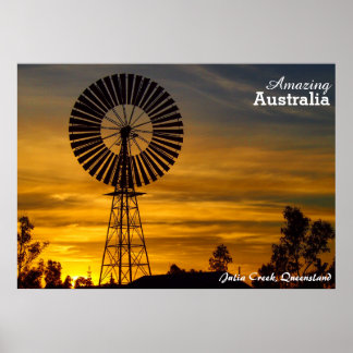 Julia Creek Windmill Sonnenuntergang Poster