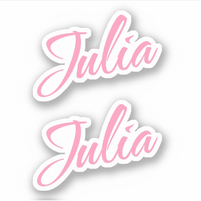 Julia Decorative Name in Pink x2 Aufkleber (Vorderseite)