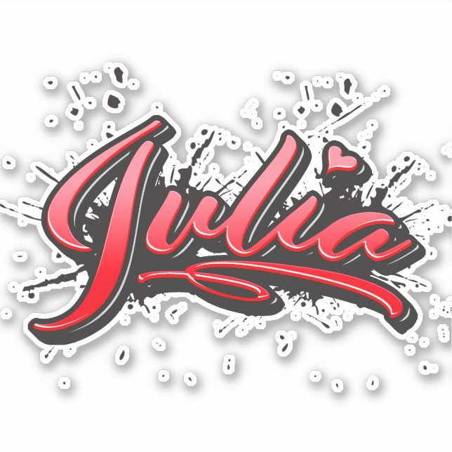 Julia red Heart Graffiti Aufkleber Sticker (Vorderseite)