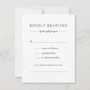 Julia Simple Schwarz Weiß Hochzeitslied-Anfrage RSVP Karte