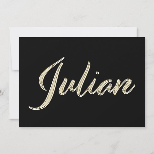 Julian Name white gold Handwriting Karte (Vorderseite)
