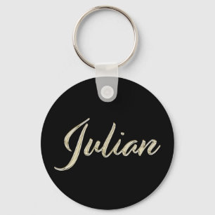 Julian Nom Porte-clés bouton en or blanc