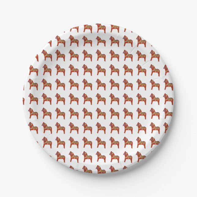 Julias Dala Horse Paper Platte Pappteller (Vorderseite)
