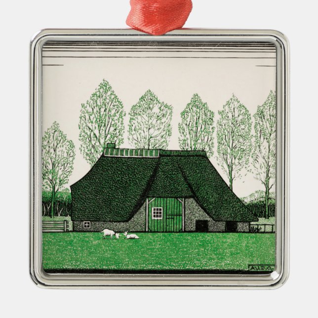 Julie de Graag, Bauernhof mit Strohdach, Ornament Aus Metall (Vorne)